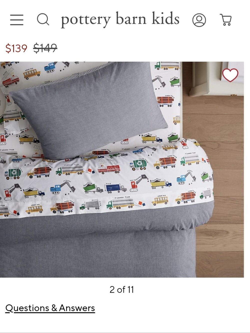 Pottery Barn Kids Busy Trucks Sheets - Queen